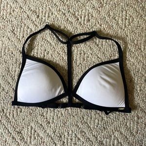 Pink sport bikini top white with padding women’s size small adjustable straps